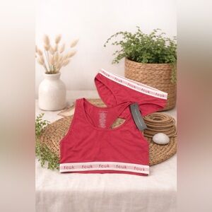 FCUK French Connection Crop Top Bralette and Bikini Brief Set